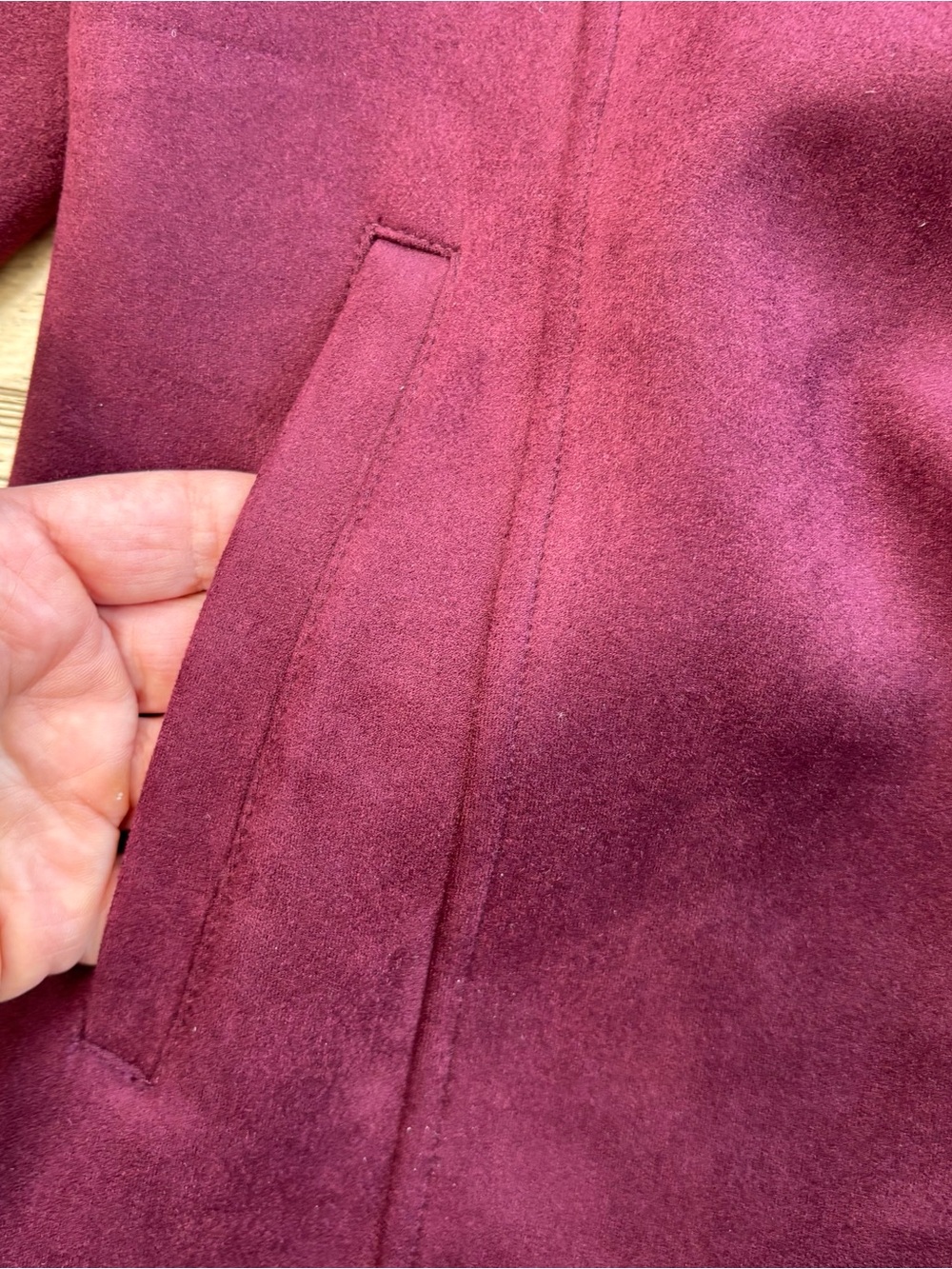 T Tahari Wine Red Suede Asymmetrical Moto Jacket - Picture 5 of 6